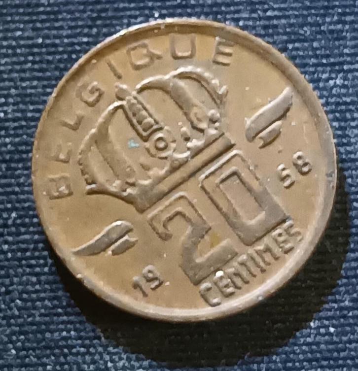 Misslag: 20 cent 1958 FR (1/4 medailleslag) - Boudewijn I, Postzegels en Munten, Munten | België, Losse munt, Verzenden