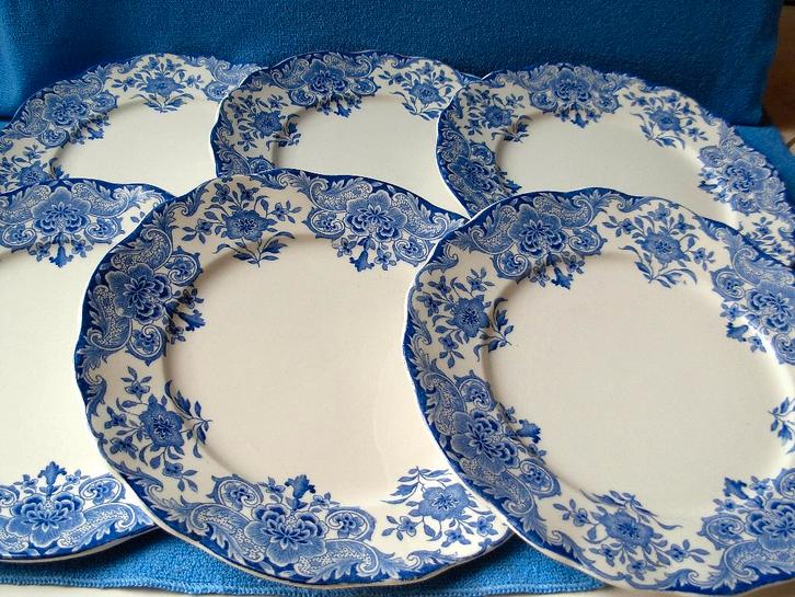 6 Dordrecht diner borden van Boch - 25 cm, Antiek en Kunst, Antiek | Servies los, Ophalen of Verzenden
