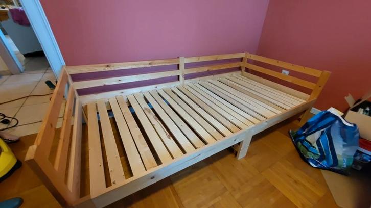 uischuifbaar zetelbed (tweepersoons), Huis en Inrichting, Slaapkamer | Bedden, Zo goed als nieuw, Tweepersoons, 200 cm, Hout, Ophalen