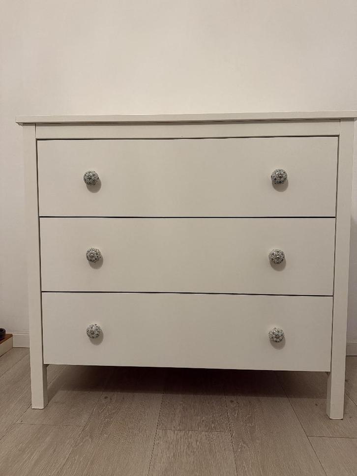 KOPPANG commode 3 tiroirs, blanc, 90x83 cm - 30€, Maison & Meubles, Armoires | Commodes, Utilisé, Enlèvement