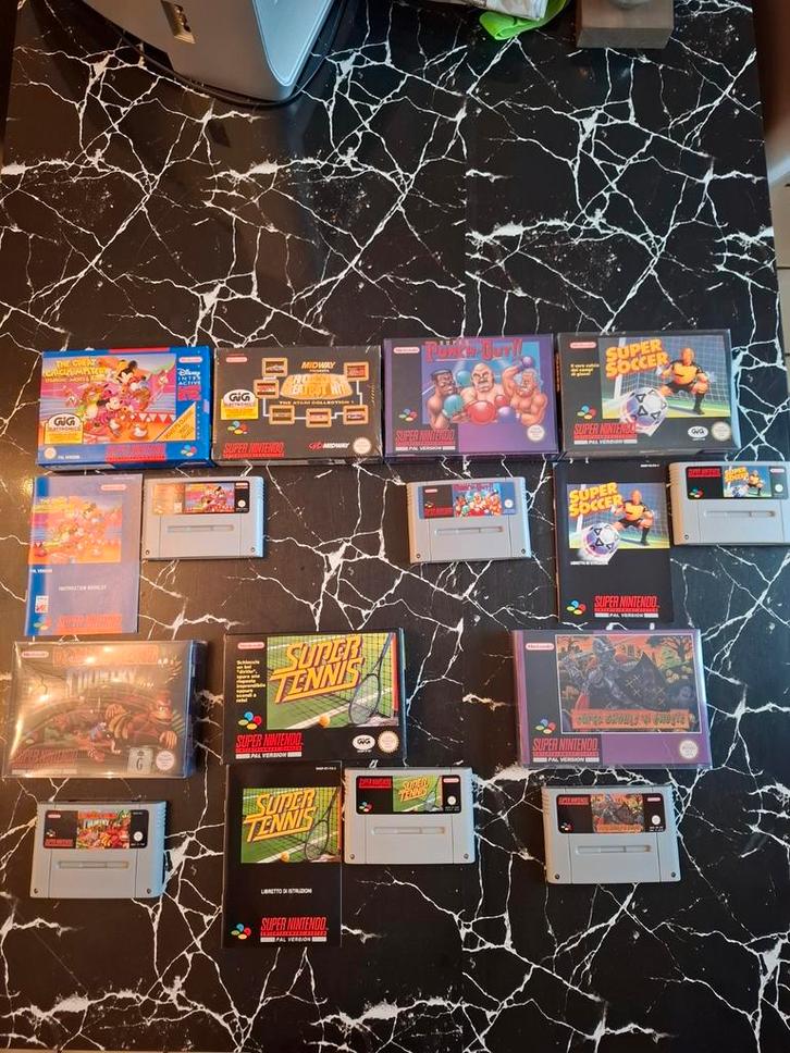 7 Super Nintendo-games in een doos!, Games en Spelcomputers, Games | Nintendo Super NES, Zo goed als nieuw, Avontuur en Actie