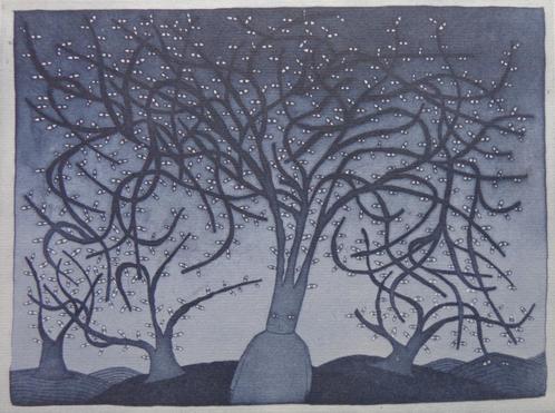 JEAN-MICHEL FOLON / NIEUWJAARSKAART / KLEUROFFSET / 22x29cm, Antiek en Kunst, Kunst | Litho's en Zeefdrukken, Ophalen of Verzenden