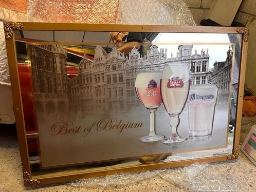 "Best of Belgium " Belgische bieren spiegel, Verzamelen, Biermerken, Zo goed als nieuw, Reclamebord, Plaat of Schild, Leffe, Ophalen
