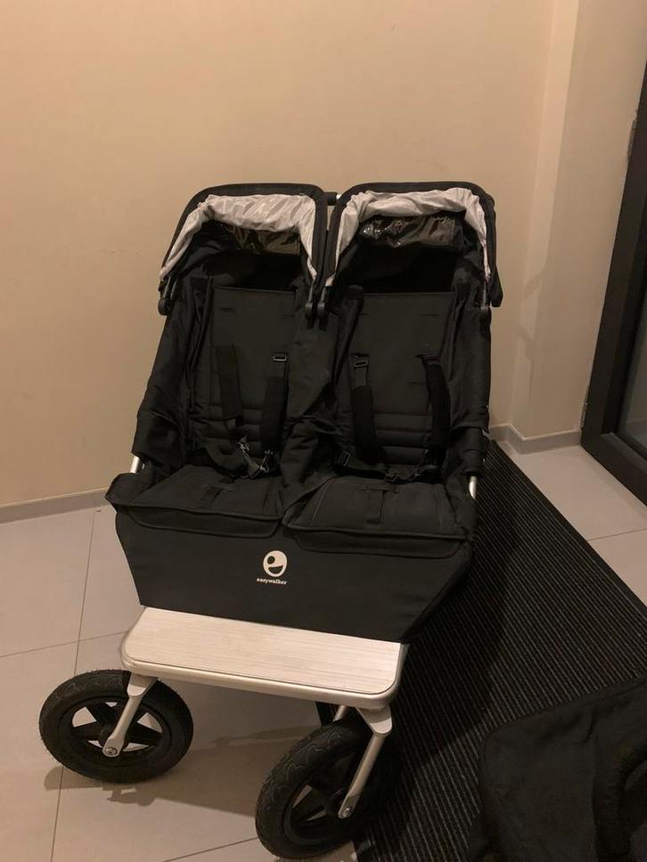 Easywalker duo mountain buggy, zwart, Kinderen en Baby's, Buggy's, Zo goed als nieuw, Overige merken, Duomodel, Regenhoes, Verstelbare rugleuning