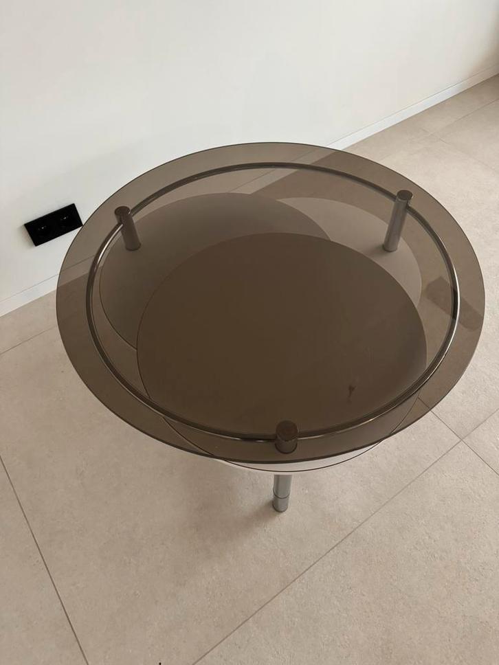 Space Age design salontafel - jaren ’70 stijl, Huis en Inrichting, Tafels | Salontafels, Zo goed als nieuw, Glas, Ophalen