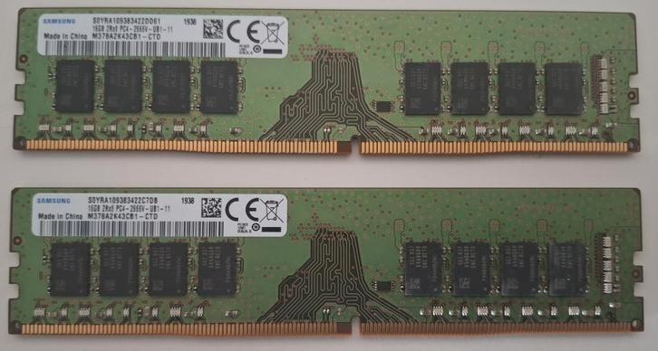 32gb DDR4 2666 Samsung kit (2x 16gb) voor Pc, Informatique & Logiciels, Mémoire RAM, Comme neuf, Desktop, 32 GB, DDR4, Enlèvement ou Envoi