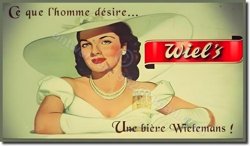 WIELS bier reclame retro op dubbel metaal 70cmx40cm, Verzamelen, Merken en Reclamevoorwerpen, Gebruikt, Reclamebord, Verzenden