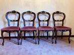 4x eetkamer stoelen - recent opnieuw overtrokken, Maison & Meubles, Chaises, Antiek broccante, Comme neuf, Quatre, Brun