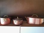 Vintage koperen potten set - merk Ronval Brux Remerie, Ophalen, Gebruikt, Overige materialen, Pannenset