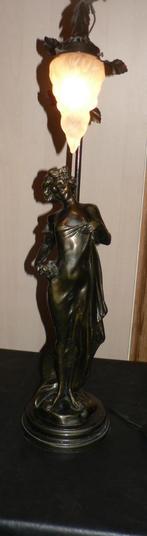 tafellamp L&S vrouw Lempereur & Bernard ? gepatineerd resin, Enlèvement ou Envoi