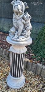 Beeld bulldog met zuil, Ophalen, Nieuw, Beton, Dierenbeeld