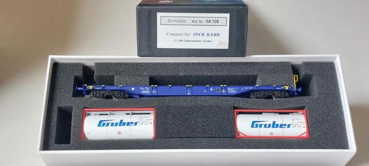 SNCB/NMBS B-MODELS CONTAINERSET B-ERR*HO*DC 54.108, Hobby en Vrije tijd, Modeltreinen | H0, Zo goed als nieuw, Wagon, Gelijkstroom