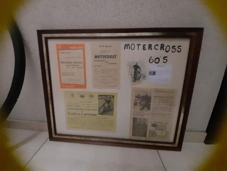 Oude motorcross affiches (flyers) uit de '60s, Verzamelen, Sportartikelen en Voetbal, Gebruikt, Poster, Plaatje of Sticker, Ophalen