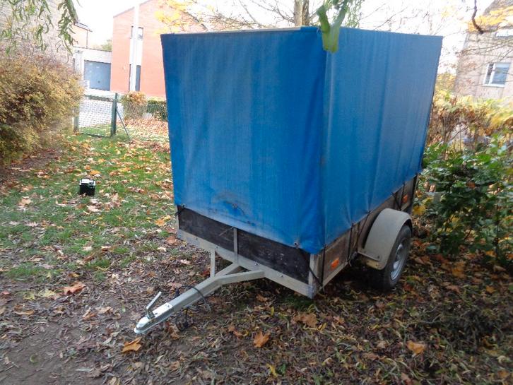 enkelas aanhangwagen met huif en id L2m B1,30m H1,50m galva, Auto diversen, Aanhangers en Bagagewagens, Gebruikt, Ophalen