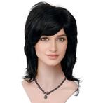 Pruik schouderlang zwart haar in lagen, Verzenden, Nieuw