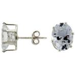 Zilveren oorbellen zirkonia ovaal 8x6mm - OPRUIMING!, Ophalen of Verzenden, Nieuw, Zilver, Knopjes of Stekers