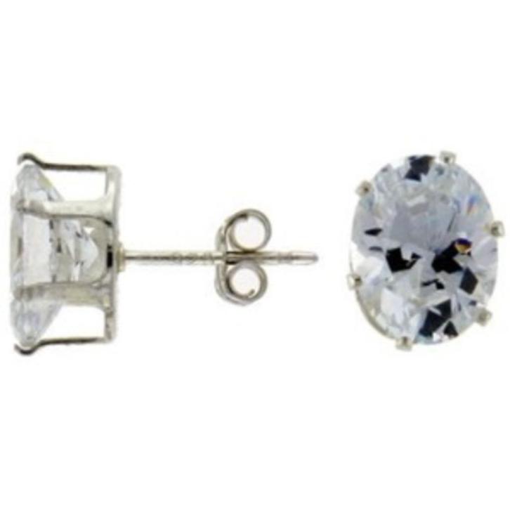 Zilveren oorbellen zirkonia ovaal 8x6mm - OPRUIMING!, Handtassen en Accessoires, Oorbellen, Nieuw, Knopjes of Stekers, Zilver