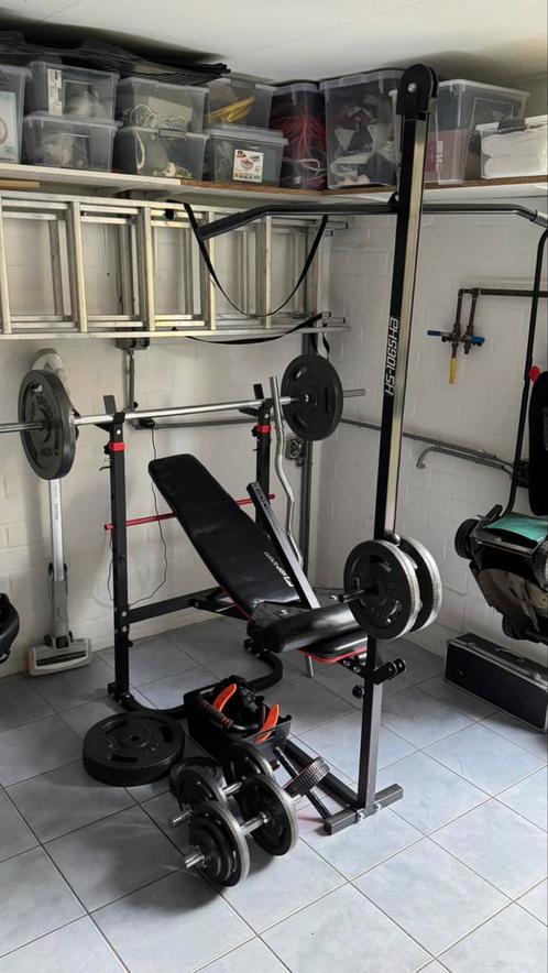Complete homegym set te koop 115kg gewicht., Sport en Fitness, Fitnessmaterialen, Gebruikt, Ophalen