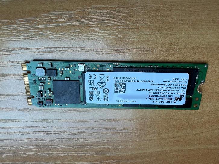 SSD 480Gb Micron 5300 PRO M.2, Computers en Software, Harde schijven, Refurbished, Desktop, Intern, SSD, Overige aansluitingen