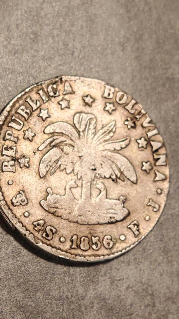 Bolivia, 4 Soles 1856,Simon Bolivar, Zilver munt.., Postzegels en Munten, Munten | Amerika, Losse munt, Zuid-Amerika, Zilver, Ophalen of Verzenden