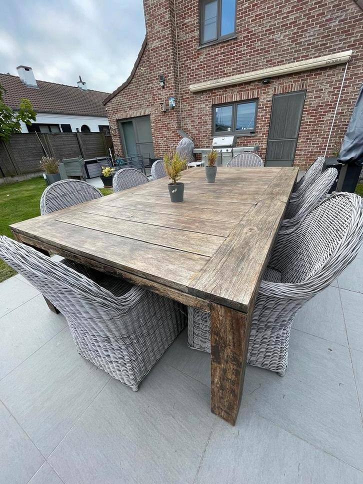 Tuintafel + stoelen, Tuin en Terras, Tuintafels, Gebruikt, Ophalen