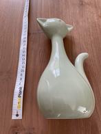 Beeldje kat van 23 cm hoog in lichtgroen porselein, Verzamelen, Ophalen, Zo goed als nieuw, Dier