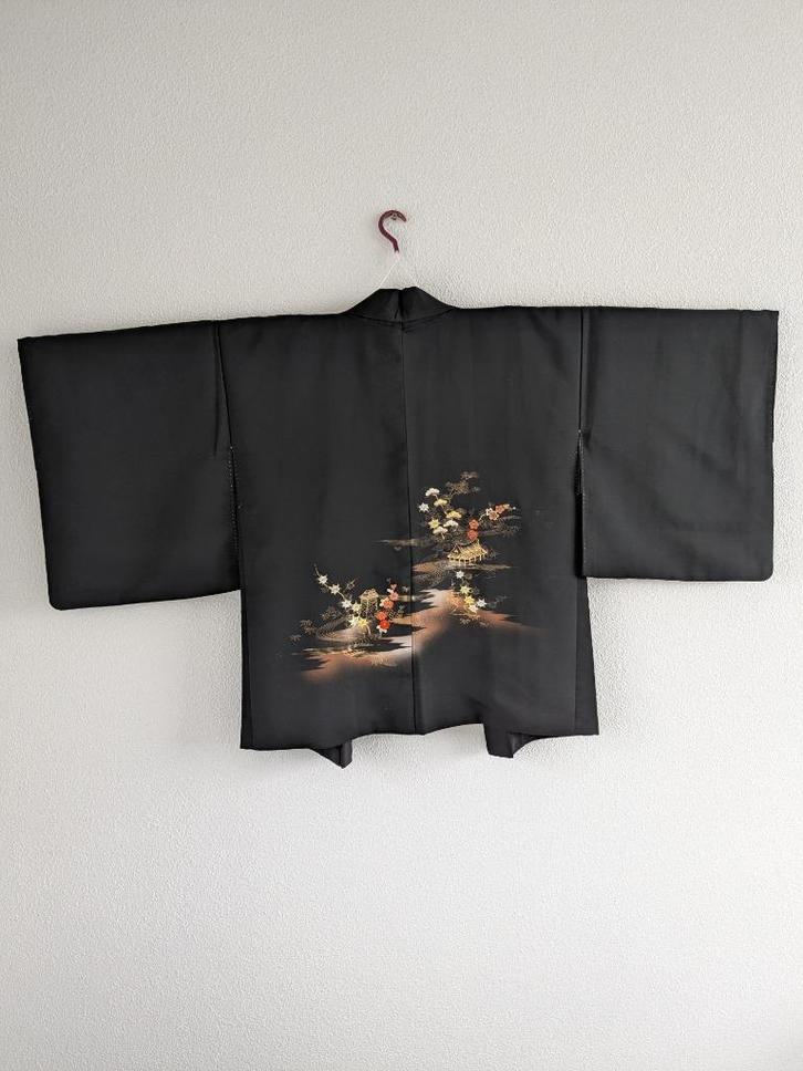 Japanse Haori (Kimonojasje)., Kleding | Dames, Jasjes, Kostuums en Pakken, Gedragen, Jasje, Zwart, Verzenden