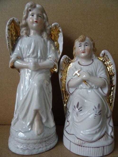 Antiek beeld engel engelen beelden porselein 18cm+13cm 1850, Antiek en Kunst, Antiek | Religieuze voorwerpen, Ophalen of Verzenden