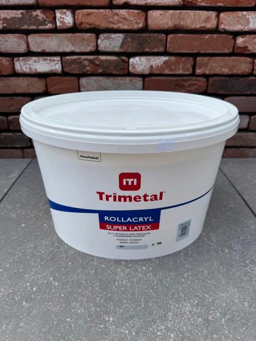 TE KOOP: Trimetal Rollacryl Super Latex Paint 3x10L, Doe-het-zelf en Bouw, Verf, Beits en Lak, Zo goed als nieuw, Verf, Wit, Ophalen