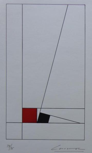JEAN FRANCOIS CORREVON / GEOMETRIE / ZW- W LITHO / 42x30cm beschikbaar voor biedingen