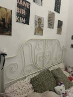 Lit IKEA LEIRVIK blanc métal + sommier à lattes – 140200, 140 cm, Enlèvement, Utilisé, Blanc