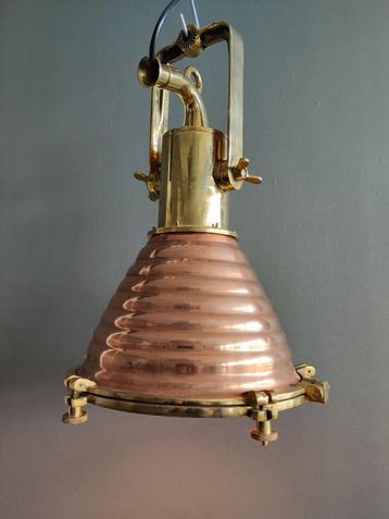 Meerdere grote (37 x 45cm)koper/messing scheepslichten. 1960 beschikbaar voor biedingen