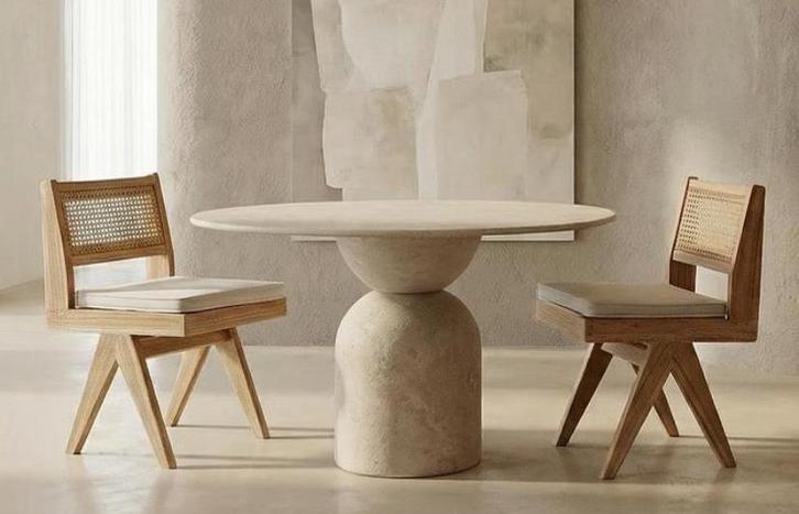 Travertin eettafel Japandi stijl – op maat samen te stellen, Huis en Inrichting, Tafels | Eettafels, Nieuw, 100 tot 150 cm, 100 tot 150 cm