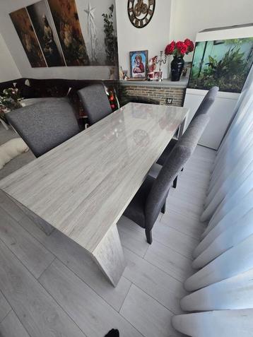 Tafel met 4 stoelen  ,lengte 190cm. breedte 88 cm, Enlèvement, Comme neuf, 4 à 6 chaises