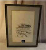 Mooie Pentekening 'Kasteel in de Verte' - JM Lauwereys, Antiek en Kunst, Kunst | Tekeningen en Fotografie, Ophalen of Verzenden