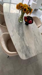 Marmer eettafel + 6 stoelen, Huis en Inrichting, Tafels | Eettafels, Ophalen, Zo goed als nieuw, Rond