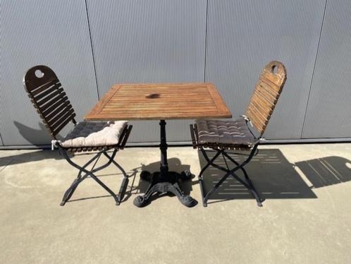 Frans bistro tuinsetje, Tuin en Terras, Tuinsets en Loungesets, Gebruikt, Tuinset, Hout, Stoel, Ophalen