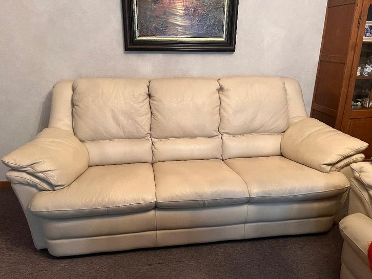 Lederen salon, Huis en Inrichting, Zetels | Zetels, Gebruikt, Rechte bank, Overige maten, 150 tot 200 cm, 75 tot 100 cm, Leer