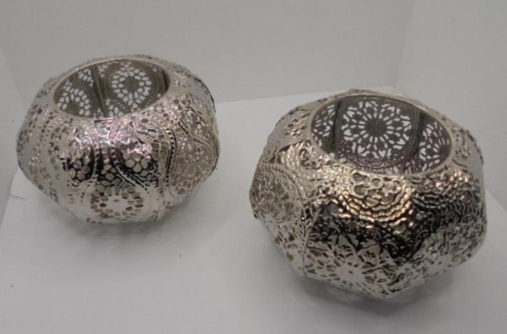 Waxinelicht houder zilver opengewerkt dia 12 CM NIEUW, Huis en Inrichting, Woonaccessoires | Kandelaars en Kaarsen, Nieuw, Kandelaar