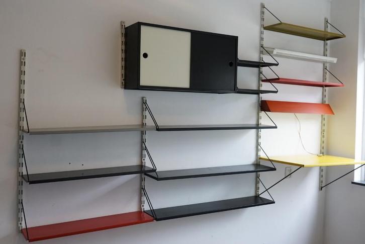Pilastro wandkast compleet - Tjerk Reijenga (jaren 50- 60), Huis en Inrichting, Kasten | Wandmeubels, Gebruikt, 150 tot 200 cm