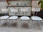 4 vintage formica stoelen in marmermotief, Huis en Inrichting, Stoelen, Ophalen, Gebruikt, Jaren 50, jaren 60, jaren 70, fifties, sixties, seventies