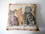 3 Stuks - Kussen met 3 katten - Poezen kussen, Ophalen of Verzenden, Zo goed als nieuw, Vierkant