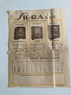 Oud reclameblad  SIERA met prijzen ( Super 35, 37, 45, ....), Ophalen of Verzenden