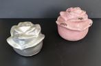 2 Keramieken rozen - roze en zilverkleurig - zie foto's, Ophalen of Verzenden, Zo goed als nieuw