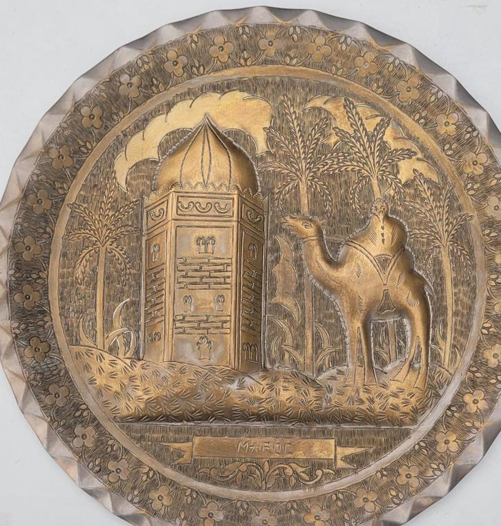 Vintage decoratieve koperen plaat of wandplaat, Antiek en Kunst, Antiek | Wandborden en Tegels, Ophalen of Verzenden