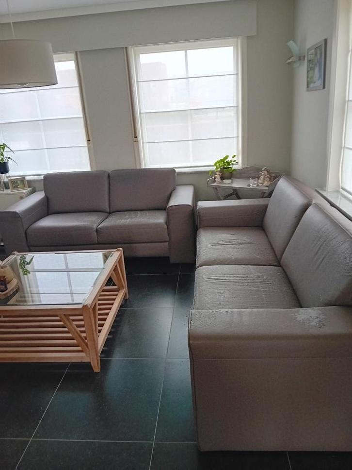 Salon, Huis en Inrichting, Zetels | Complete zithoeken, Gebruikt, Leer, Ophalen