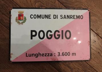 Metalen plaat voor fietsen van Poggio.Milaan-San Remo Nieuw beschikbaar voor biedingen