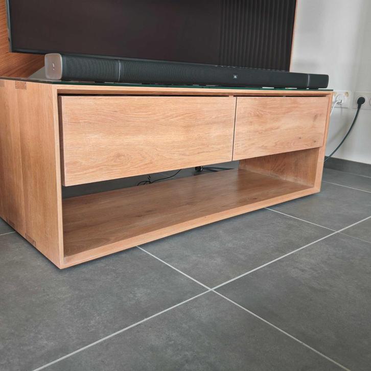 Meuble TV Ethnicraft NORDIC chêne massif, Huis en Inrichting, Kasten |Televisiemeubels, Zo goed als nieuw, Minder dan 100 cm, 100 tot 150 cm