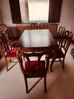 Te koop: Antieke eettafel met 6 bijpassende stoelen, Ophalen, Zo goed als nieuw