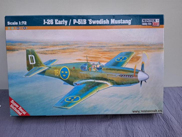 1/72 MISTER CRAFT MUSTANG P51 B ZWEEDS vliegtuigmodel, Hobby en Vrije tijd, Modelbouw | Vliegtuigen en Helikopters, Zo goed als nieuw